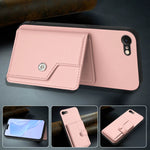 غطاء هاتف محفظة بطاقات بزر مع حماية RFID ضد السرقة، لهواتف iPhone SE 2022 / 2020، iPhone 13 Pro Max، iPhone 13 Pro، iPhone 13، iPhone 13 mini، iPhone 12، iPhone 12 Pro Max، iPhone 12 Pro