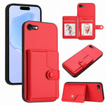 غطاء هاتف محفظة بطاقات بزر مع حماية RFID ضد السرقة، لهواتف iPhone SE 2022 / 2020، iPhone 13 Pro Max، iPhone 13 Pro، iPhone 13، iPhone 13 mini، iPhone 12، iPhone 12 Pro Max، iPhone 12 Pro