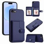 غطاء هاتف محفظة بطاقات بزر مع حماية RFID ضد السرقة، لهواتف iPhone SE 2022 / 2020، iPhone 13 Pro Max، iPhone 13 Pro، iPhone 13، iPhone 13 mini، iPhone 12، iPhone 12 Pro Max، iPhone 12 Pro
