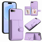 غطاء هاتف محفظة بطاقات بزر مع حماية RFID ضد السرقة، لهواتف iPhone SE 2022 / 2020، iPhone 13 Pro Max، iPhone 13 Pro، iPhone 13، iPhone 13 mini، iPhone 12، iPhone 12 Pro Max، iPhone 12 Pro
