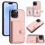 غطاء هاتف محفظة بطاقات بزر مع حماية RFID ضد السرقة، لهواتف iPhone SE 2022 / 2020، iPhone 13 Pro Max، iPhone 13 Pro، iPhone 13، iPhone 13 mini، iPhone 12، iPhone 12 Pro Max، iPhone 12 Pro