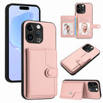 غطاء هاتف محفظة بطاقات بزر مع حماية RFID ضد السرقة، لهواتف iPhone SE 2022 / 2020، iPhone 13 Pro Max، iPhone 13 Pro، iPhone 13، iPhone 13 mini، iPhone 12، iPhone 12 Pro Max، iPhone 12 Pro