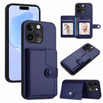 غطاء هاتف محفظة بطاقات بزر مع حماية RFID ضد السرقة، لهواتف iPhone SE 2022 / 2020، iPhone 13 Pro Max، iPhone 13 Pro، iPhone 13، iPhone 13 mini، iPhone 12، iPhone 12 Pro Max، iPhone 12 Pro