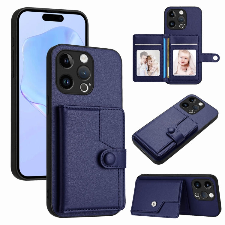 غطاء هاتف محفظة بطاقات بزر مع حماية RFID ضد السرقة، لهواتف iPhone SE 2022 / 2020، iPhone 13 Pro Max، iPhone 13 Pro، iPhone 13، iPhone 13 mini، iPhone 12، iPhone 12 Pro Max، iPhone 12 Pro