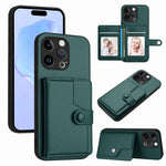 غطاء هاتف محفظة بطاقات بزر مع حماية RFID ضد السرقة، لهواتف iPhone SE 2022 / 2020، iPhone 13 Pro Max، iPhone 13 Pro، iPhone 13، iPhone 13 mini، iPhone 12، iPhone 12 Pro Max، iPhone 12 Pro