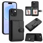 غطاء هاتف محفظة بطاقات بزر مع حماية RFID ضد السرقة، لهواتف iPhone SE 2022 / 2020، iPhone 13 Pro Max، iPhone 13 Pro، iPhone 13، iPhone 13 mini، iPhone 12، iPhone 12 Pro Max، iPhone 12 Pro