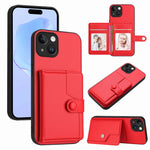 غطاء هاتف محفظة بطاقات بزر مع حماية RFID ضد السرقة، لهواتف iPhone SE 2022 / 2020، iPhone 13 Pro Max، iPhone 13 Pro، iPhone 13، iPhone 13 mini، iPhone 12، iPhone 12 Pro Max، iPhone 12 Pro