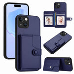 غطاء هاتف محفظة بطاقات بزر مع حماية RFID ضد السرقة، لهواتف iPhone SE 2022 / 2020، iPhone 13 Pro Max، iPhone 13 Pro، iPhone 13، iPhone 13 mini، iPhone 12، iPhone 12 Pro Max، iPhone 12 Pro
