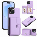 غطاء هاتف محفظة بطاقات بزر مع حماية RFID ضد السرقة، لهواتف iPhone SE 2022 / 2020، iPhone 13 Pro Max، iPhone 13 Pro، iPhone 13، iPhone 13 mini، iPhone 12، iPhone 12 Pro Max، iPhone 12 Pro