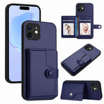 غطاء هاتف محفظة بطاقات بزر مع حماية RFID ضد السرقة، لهواتف iPhone SE 2022 / 2020، iPhone 13 Pro Max، iPhone 13 Pro، iPhone 13، iPhone 13 mini، iPhone 12، iPhone 12 Pro Max، iPhone 12 Pro