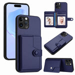 غطاء هاتف محفظة بطاقات بزر مع حماية RFID ضد السرقة، لهواتف iPhone SE 2022 / 2020، iPhone 13 Pro Max، iPhone 13 Pro، iPhone 13، iPhone 13 mini، iPhone 12، iPhone 12 Pro Max، iPhone 12 Pro