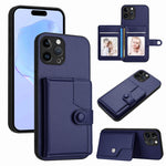 غطاء هاتف محفظة بطاقات بزر مع حماية RFID ضد السرقة، لهواتف iPhone SE 2022 / 2020، iPhone 13 Pro Max، iPhone 13 Pro، iPhone 13، iPhone 13 mini، iPhone 12، iPhone 12 Pro Max، iPhone 12 Pro