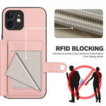 غطاء هاتف محفظة بطاقات بزر مع حماية RFID ضد السرقة، لهواتف iPhone 12 mini، iPhone 11 Pro Max، iPhone 11، iPhone 11 Pro، iPhone XS / X، iPhone XR، iPhone XS Max، iPhone 8 Plus / 7 Plus