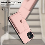 غطاء هاتف محفظة بطاقات بزر مع حماية RFID ضد السرقة، لهواتف iPhone 12 mini، iPhone 11 Pro Max، iPhone 11، iPhone 11 Pro، iPhone XS / X، iPhone XR، iPhone XS Max، iPhone 8 Plus / 7 Plus