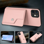 غطاء هاتف محفظة بطاقات بزر مع حماية RFID ضد السرقة، لهواتف iPhone 12 mini، iPhone 11 Pro Max، iPhone 11، iPhone 11 Pro، iPhone XS / X، iPhone XR، iPhone XS Max، iPhone 8 Plus / 7 Plus