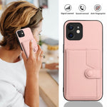 غطاء هاتف محفظة بطاقات بزر مع حماية RFID ضد السرقة، لهواتف iPhone 12 mini، iPhone 11 Pro Max، iPhone 11، iPhone 11 Pro، iPhone XS / X، iPhone XR، iPhone XS Max، iPhone 8 Plus / 7 Plus