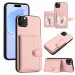 غطاء هاتف محفظة بطاقات بزر مع حماية RFID ضد السرقة، لهواتف iPhone 12 mini، iPhone 11 Pro Max، iPhone 11، iPhone 11 Pro، iPhone XS / X، iPhone XR، iPhone XS Max، iPhone 8 Plus / 7 Plus