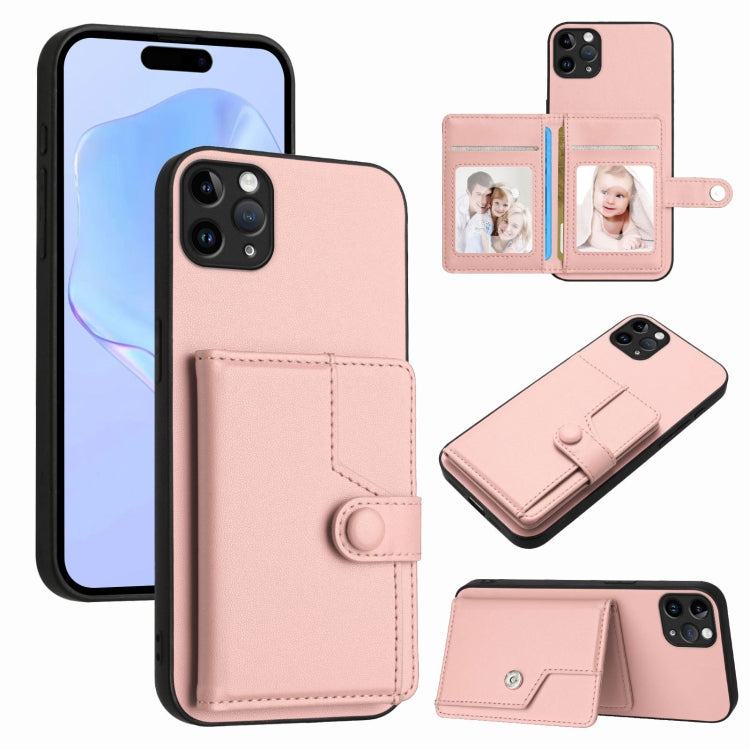 غطاء هاتف محفظة بطاقات بزر مع حماية RFID ضد السرقة، لهواتف iPhone 12 mini، iPhone 11 Pro Max، iPhone 11، iPhone 11 Pro، iPhone XS / X، iPhone XR، iPhone XS Max، iPhone 8 Plus / 7 Plus