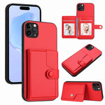 غطاء هاتف محفظة بطاقات بزر مع حماية RFID ضد السرقة، لهواتف iPhone 12 mini، iPhone 11 Pro Max، iPhone 11، iPhone 11 Pro، iPhone XS / X، iPhone XR، iPhone XS Max، iPhone 8 Plus / 7 Plus