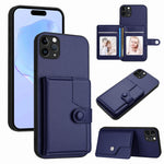 غطاء هاتف محفظة بطاقات بزر مع حماية RFID ضد السرقة، لهواتف iPhone 12 mini، iPhone 11 Pro Max، iPhone 11، iPhone 11 Pro، iPhone XS / X، iPhone XR، iPhone XS Max، iPhone 8 Plus / 7 Plus
