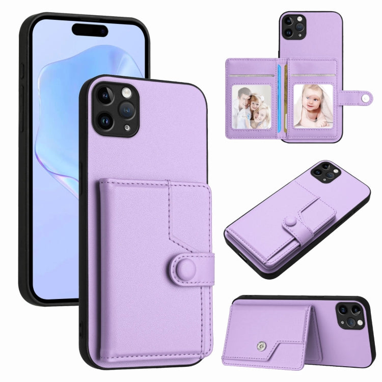 غطاء هاتف محفظة بطاقات بزر مع حماية RFID ضد السرقة، لهواتف iPhone 12 mini، iPhone 11 Pro Max، iPhone 11، iPhone 11 Pro، iPhone XS / X، iPhone XR، iPhone XS Max، iPhone 8 Plus / 7 Plus