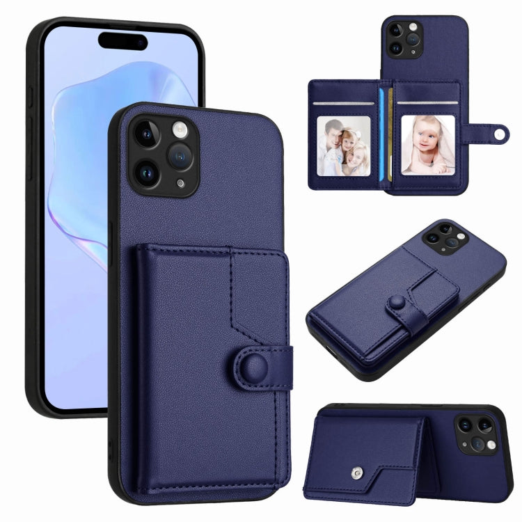 غطاء هاتف محفظة بطاقات بزر مع حماية RFID ضد السرقة، لهواتف iPhone 12 mini، iPhone 11 Pro Max، iPhone 11، iPhone 11 Pro، iPhone XS / X، iPhone XR، iPhone XS Max، iPhone 8 Plus / 7 Plus