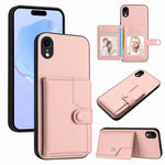 غطاء هاتف محفظة بطاقات بزر مع حماية RFID ضد السرقة، لهواتف iPhone 12 mini، iPhone 11 Pro Max، iPhone 11، iPhone 11 Pro، iPhone XS / X، iPhone XR، iPhone XS Max، iPhone 8 Plus / 7 Plus