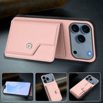 غطاء هاتف محفظة بطاقات بزر مع حماية RFID ضد السرقة، لهواتف iPhone 17 Pro Max، iPhone 17 Pro، iPhone 17، iPhone Air، iPhone 16 Pro Max، iPhone 16 Pro، iPhone 16 Plus، iPhone 16