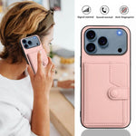 غطاء هاتف محفظة بطاقات بزر مع حماية RFID ضد السرقة، لهواتف iPhone 17 Pro Max، iPhone 17 Pro، iPhone 17، iPhone Air، iPhone 16 Pro Max، iPhone 16 Pro، iPhone 16 Plus، iPhone 16