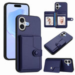 غطاء هاتف محفظة بطاقات بزر مع حماية RFID ضد السرقة، لهواتف iPhone 17 Pro Max، iPhone 17 Pro، iPhone 17، iPhone Air، iPhone 16 Pro Max، iPhone 16 Pro، iPhone 16 Plus، iPhone 16