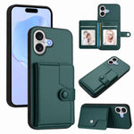 غطاء هاتف محفظة بطاقات بزر مع حماية RFID ضد السرقة، لهواتف iPhone 17 Pro Max، iPhone 17 Pro، iPhone 17، iPhone Air، iPhone 16 Pro Max، iPhone 16 Pro، iPhone 16 Plus، iPhone 16