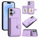 غطاء هاتف محفظة بطاقات بزر مع حماية RFID ضد السرقة، لهواتف iPhone 17 Pro Max، iPhone 17 Pro، iPhone 17، iPhone Air، iPhone 16 Pro Max، iPhone 16 Pro، iPhone 16 Plus، iPhone 16