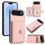 غطاء هاتف محفظة بطاقات بزر مع حماية RFID ضد السرقة، لهواتف iPhone 17 Pro Max، iPhone 17 Pro، iPhone 17، iPhone Air، iPhone 16 Pro Max، iPhone 16 Pro، iPhone 16 Plus، iPhone 16