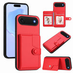 غطاء هاتف محفظة بطاقات بزر مع حماية RFID ضد السرقة، لهواتف iPhone 17 Pro Max، iPhone 17 Pro، iPhone 17، iPhone Air، iPhone 16 Pro Max، iPhone 16 Pro، iPhone 16 Plus، iPhone 16