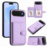 غطاء هاتف محفظة بطاقات بزر مع حماية RFID ضد السرقة، لهواتف iPhone 17 Pro Max، iPhone 17 Pro، iPhone 17، iPhone Air، iPhone 16 Pro Max، iPhone 16 Pro، iPhone 16 Plus، iPhone 16
