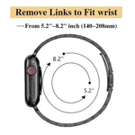 سوار ساعة معدني نحيف مع إبزيم مطاطي بسبعة خرزات، لساعات Apple Watch مقاسات 46مم / 49مم / 45مم / 44مم، لساعات Apple Watch مقاسات 42مم / 41مم / 40مم / 38مم