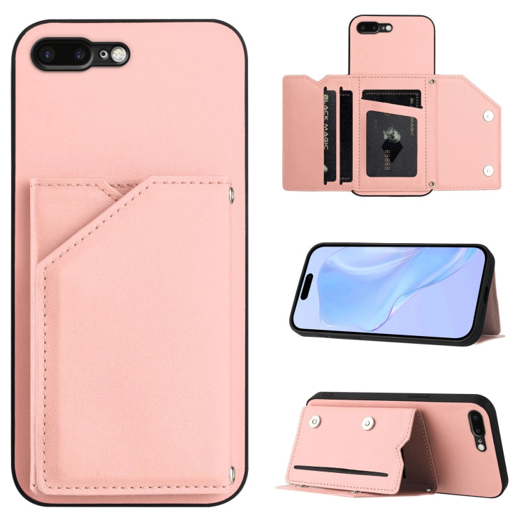 غطاء هاتف بملمس جلدي مع أربع فتحات للبطاقات وحزام معصم، لأجهزة iPhone 12 mini، iPhone 11 Pro Max، iPhone 11، iPhone 11 Pro، iPhone X / XS، iPhone XR، iPhone XS Max، iPhone 7 Plus / 8 Plus