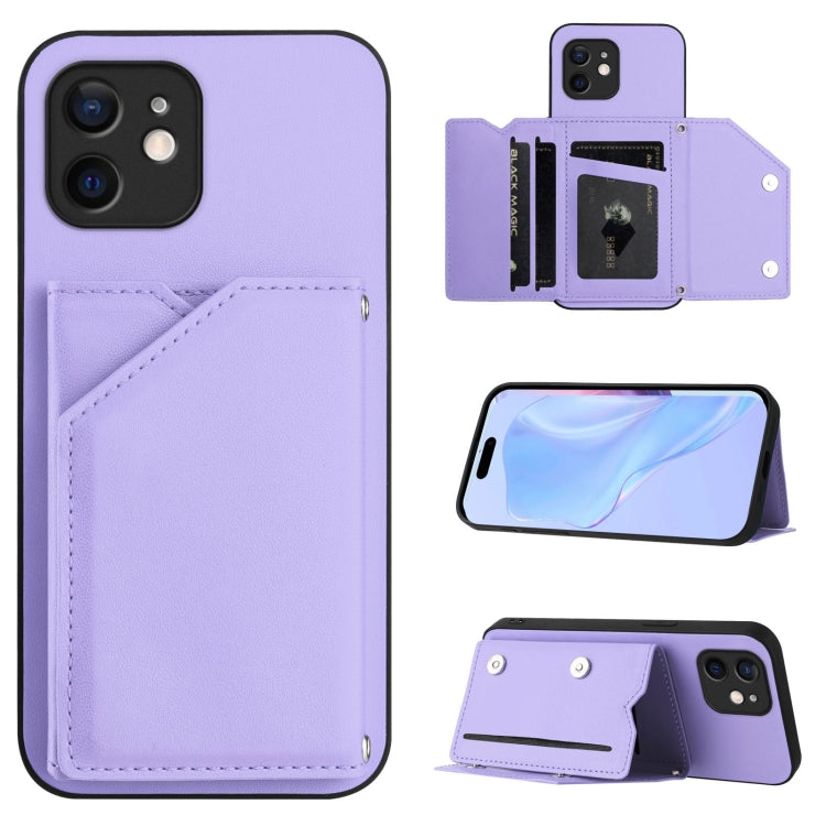 غطاء هاتف بملمس جلدي مع أربع فتحات للبطاقات وحزام معصم، لأجهزة iPhone 12 mini، iPhone 11 Pro Max، iPhone 11، iPhone 11 Pro، iPhone X / XS، iPhone XR، iPhone XS Max، iPhone 7 Plus / 8 Plus