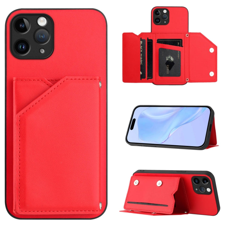 غطاء هاتف بملمس جلدي مع أربع فتحات للبطاقات وحزام معصم، لأجهزة iPhone 12 mini، iPhone 11 Pro Max، iPhone 11، iPhone 11 Pro، iPhone X / XS، iPhone XR، iPhone XS Max، iPhone 7 Plus / 8 Plus