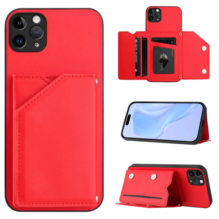 غطاء هاتف بملمس جلدي مع أربع فتحات للبطاقات وحزام معصم، لأجهزة iPhone 12 mini، iPhone 11 Pro Max، iPhone 11، iPhone 11 Pro، iPhone X / XS، iPhone XR، iPhone XS Max، iPhone 7 Plus / 8 Plus