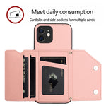 غطاء هاتف بملمس جلدي مع أربع فتحات للبطاقات وحزام معصم، لأجهزة iPhone 12 mini، iPhone 11 Pro Max، iPhone 11، iPhone 11 Pro، iPhone X / XS، iPhone XR، iPhone XS Max، iPhone 7 Plus / 8 Plus