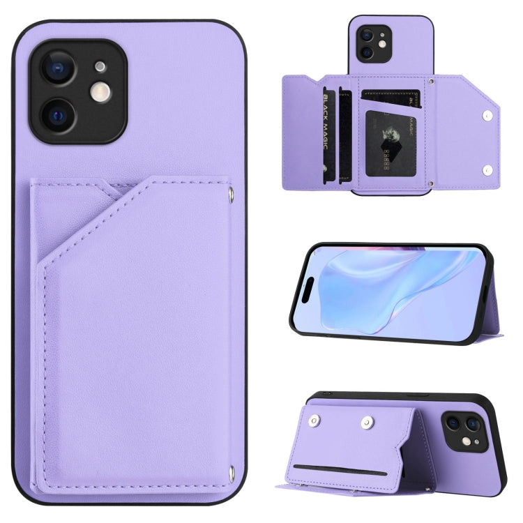 غطاء هاتف بملمس جلدي مع أربع فتحات للبطاقات وحزام معصم، لأجهزة iPhone 12 mini، iPhone 11 Pro Max، iPhone 11، iPhone 11 Pro، iPhone X / XS، iPhone XR، iPhone XS Max، iPhone 7 Plus / 8 Plus