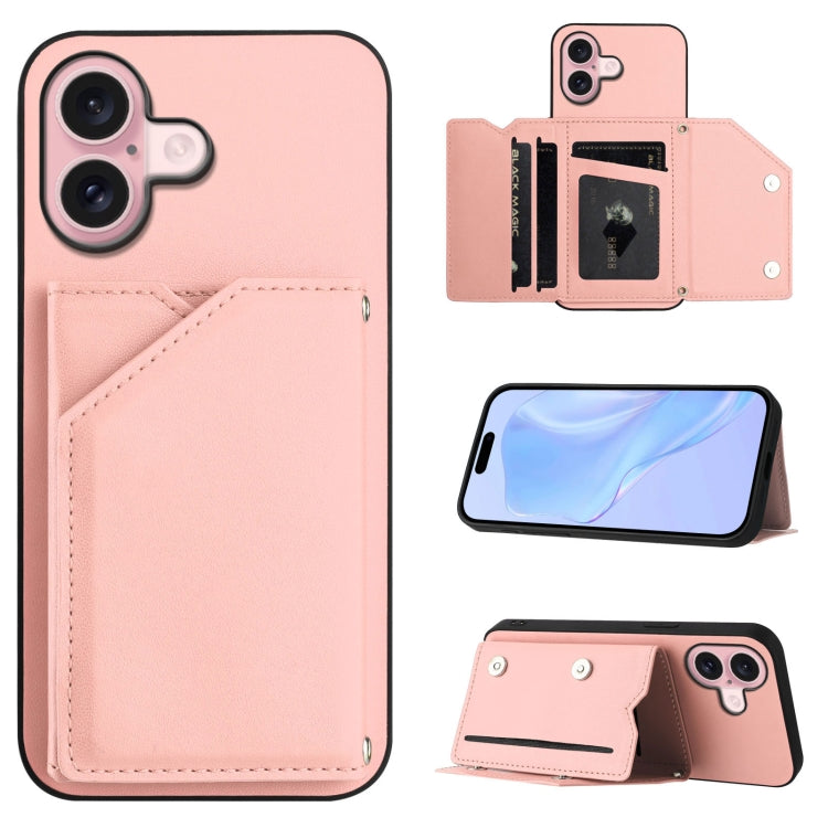 غطاء هاتف بملمس جلدي مع أربع فتحات للبطاقات وحزام معصم، لأجهزة iPhone 17 Pro Max، iPhone 17 Pro، iPhone 17، iPhone Air، iPhone 16 Pro Max، iPhone 16 Pro، iPhone 16 Plus، iPhone 16