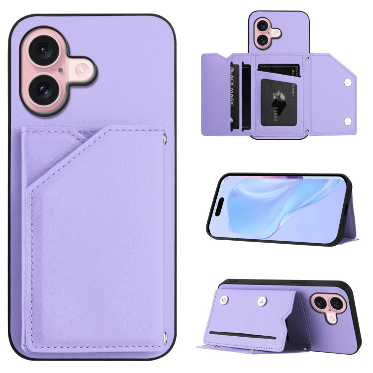 غطاء هاتف بملمس جلدي مع أربع فتحات للبطاقات وحزام معصم، لأجهزة iPhone 17 Pro Max، iPhone 17 Pro، iPhone 17، iPhone Air، iPhone 16 Pro Max، iPhone 16 Pro، iPhone 16 Plus، iPhone 16