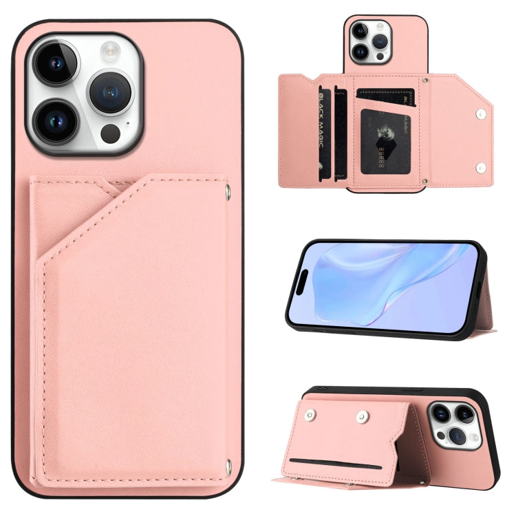 غطاء هاتف بملمس جلدي مع أربع فتحات للبطاقات وحزام معصم، لأجهزة iPhone 17 Pro Max، iPhone 17 Pro، iPhone 17، iPhone Air، iPhone 16 Pro Max، iPhone 16 Pro، iPhone 16 Plus، iPhone 16