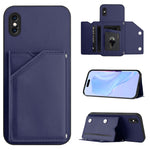 غطاء هاتف بملمس جلدي مع أربع فتحات للبطاقات وحزام معصم، لأجهزة iPhone 12 mini، iPhone 11 Pro Max، iPhone 11، iPhone 11 Pro، iPhone X / XS، iPhone XR، iPhone XS Max، iPhone 7 Plus / 8 Plus
