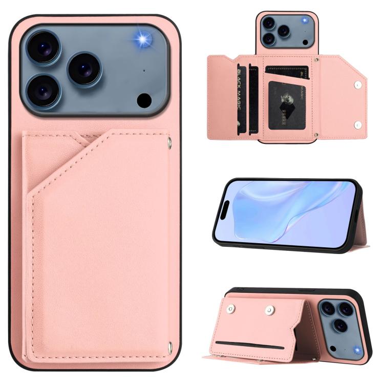 غطاء هاتف بملمس جلدي مع أربع فتحات للبطاقات وحزام معصم، لأجهزة iPhone 17 Pro Max، iPhone 17 Pro، iPhone 17، iPhone Air، iPhone 16 Pro Max، iPhone 16 Pro، iPhone 16 Plus، iPhone 16