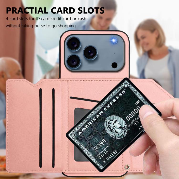غطاء هاتف بملمس جلدي مع أربع فتحات للبطاقات وحزام معصم، لأجهزة iPhone 17 Pro Max، iPhone 17 Pro، iPhone 17، iPhone Air، iPhone 16 Pro Max، iPhone 16 Pro، iPhone 16 Plus، iPhone 16