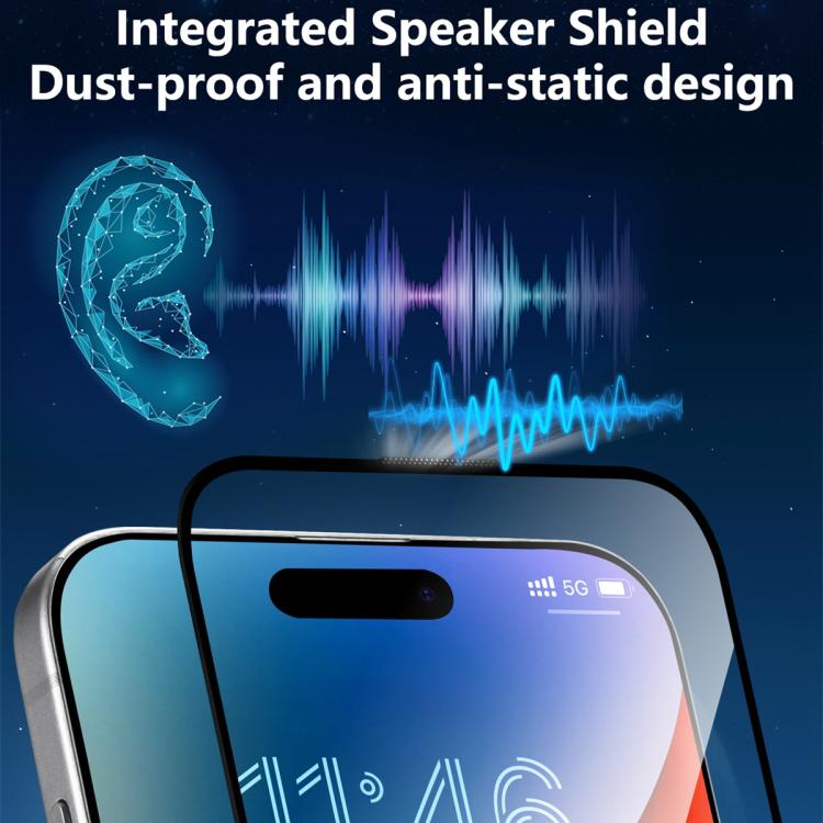فيلم زجاج مقسى عالي الدقة 2.5D من سلسلة JOYROOM Knight بشاشة كاملة، لهواتف iPhone 17 Pro Max، iPhone 17 Pro، iPhone 17، iPhone Air، iPhone 15 Pro Max، iPhone 15 Pro