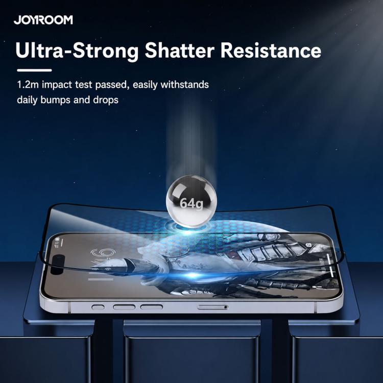 فيلم زجاج مقسى عالي الدقة 2.5D من سلسلة JOYROOM Knight بشاشة كاملة، لهواتف iPhone 17 Pro Max، iPhone 17 Pro، iPhone 17، iPhone Air، iPhone 15 Pro Max، iPhone 15 Pro
